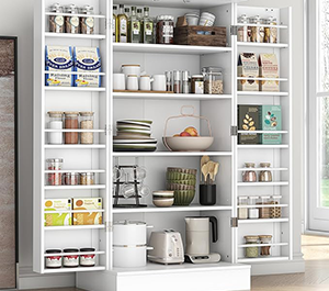 Pantry Cabinet, Kitchen Pantry Storage Cabinet with Doors and Adjustable Shelves